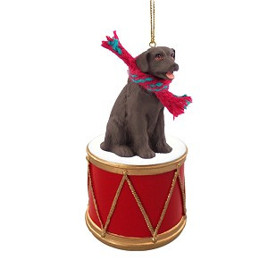 Chocolate Labrador Retriever Dog on Drum Hanging Ornament – Hand-Painted