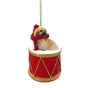 Pekingese Dog on Drum Christmas Ornament – Hand-Painted