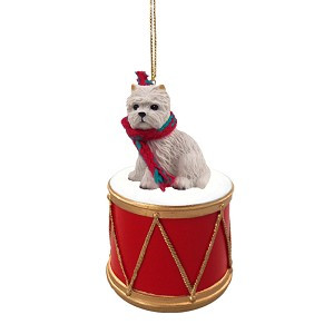 West Highland White Terrier Dog on Drum Christmas Ornament – Hand-Painted