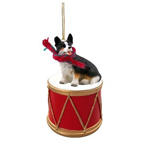Cardigan Welsh Corgi Dog on Drum Christmas Ornament – Hand-Painted