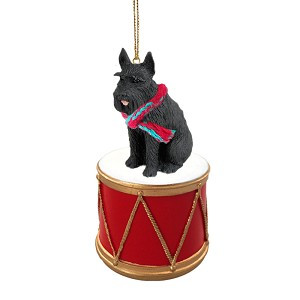 Black Giant Schnauzer Dog on Drum Hanging Ornament – Hand-Painted