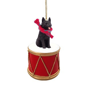 Schipperke Dog on Drum Christmas Ornament – Hand-Painted
