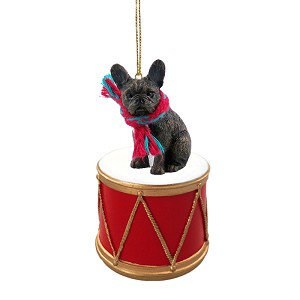 Dark Brindle French Bulldog on Drum Christmas Ornament – Hand-Painted