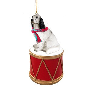 Blue Belton English Setter Dog on Drum Christmas Ornament – Hand-Painted
