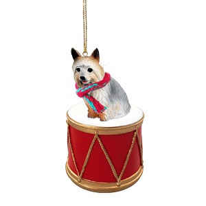 Silky Terrier Dog on Drum Christmas Ornament – Hand-Painted