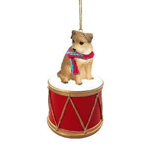 Border Terrier Dog on Drum Christmas Ornament – Hand-Painted