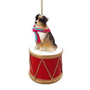 Brown Australian Shepherd Dog on Drum Christmas Ornament – Hand-Painted