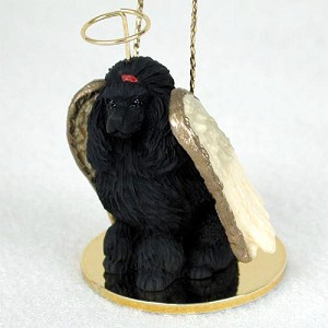 Black Poodle Dog Angel Christmas Ornament – Hand-Painted Resin