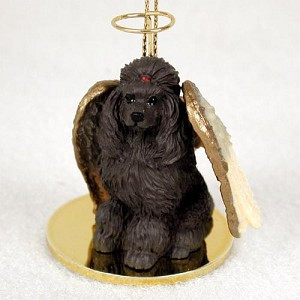 Chocolate Poodle Dog Angel Hanging Ornament – Hand-Painted Resin