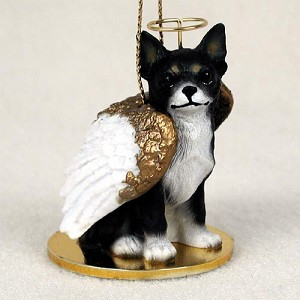 Black & White Chihuahua Dog Angel Hanging Ornament – Hand-Painted Resin