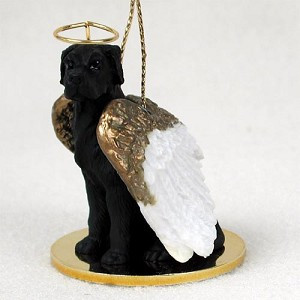 Black Uncropped Ears Great Dane Dog Angel Hanging Ornament – Hand-Painted Resin