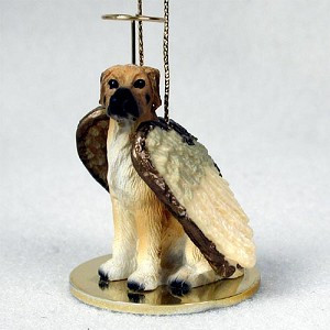 Fawn Uncropped Ears Great Dane Dog Angel Hanging Ornament – Hand-Painted Resin