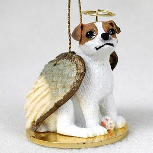 Brown & White Smooth Coat Jack Russell Terrier Dog Angel Hanging Ornament – Hand-Painted Resin