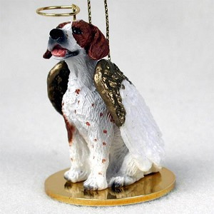 Brown & White Pointer Dog Angel Hanging Ornament – Hand-Painted Resin