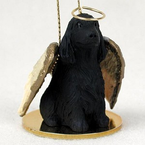 Black English Cocker Spaniel Dog Angel Hanging Ornament – Hand-Painted Resin