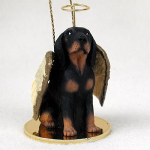 Black & Tan Coonhound Dog Angel Hanging Ornament – Hand-Painted Resin
