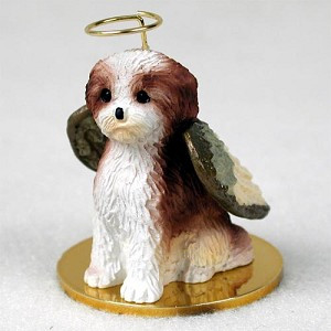 Tan Sport Cut Shih Tzu Dog Angel Hanging Ornament – Hand-Painted Resin