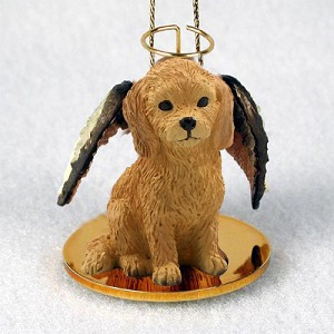 Goldendoodle Dog Angel Hanging Ornament – Hand-Painted Resin