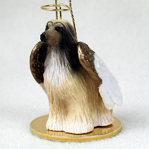 Tan & White Afghan Hound Dog Angel Hanging Ornament – Hand-Painted Resin