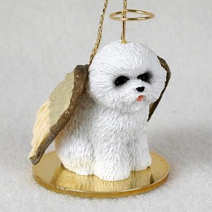 Bichon Frise Dog Angel Hanging Ornament – Hand-Painted Resin