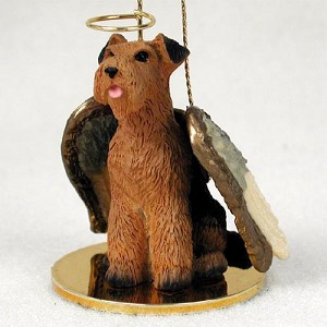 Airedale Dog Angel Hanging Ornament – Hand-Painted Resin