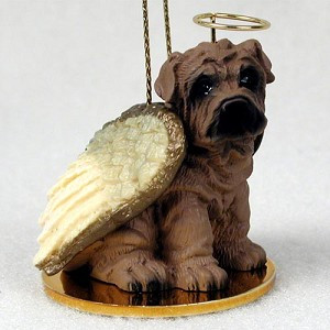 Brown Shar Pei Dog Angel Hanging Ornament – Hand-Painted Resin