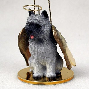 Gray Cairn Terrier Dog Angel Hanging Ornament – Hand-Painted Resin