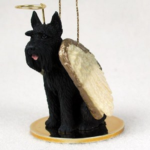 Black Giant Schnauzer Dog Angel Hanging Ornament – Hand-Painted Resin