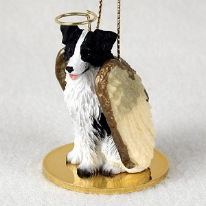 Border Collie Dog Angel Hanging Ornament – Hand-Painted Resin