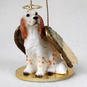 Orange Belton English Setter Dog Angel Hanging Ornament – Hand-Painted Resin