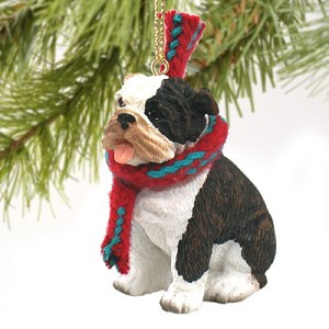 Brindle Bulldog Christmas Tree Ornament – Hand-Painted – Conversation Concepts