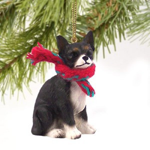 Black & White Chihuahua Dog Christmas Ornament – Hand-Painted