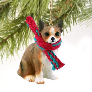Brindle & White Chihuahua Dog Christmas Ornament – Hand-Painted