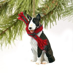 Brindle Bull Terrier Dog Christmas Ornament – Hand-Painted