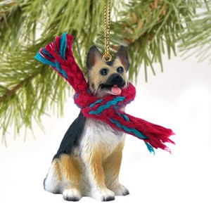 Tan Black German Shepherd Dog Christmas Ornament – Hand-Painted