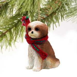 Tan Sport Cut Shih Tzu Dog Christmas Ornament – Hand-Painted