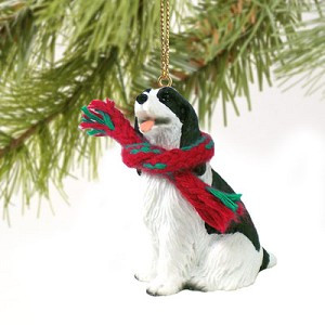 Black & White Springer Spaniel Dog Christmas Ornament – Hand-Painted
