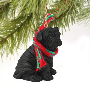 Black Shar Pei Dog Christmas Tree Ornament – Hand-Painted