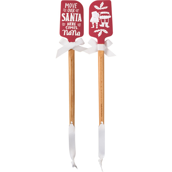 Double Sided Red & White Silicone Spatula - Move Over Santa Here Comes Nana - Christmas Collection from Primitives by Kathy