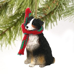 Tri Docked Australian Shepherd Dog Christmas Ornament – Hand-Painted