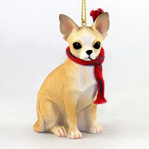 Large Tan & White Chihuahua Dog Christmas Ornament – Hand-Painted