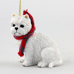 White Dog Christmas Tree Ornament – Hand-Painted – Conversation Concepts