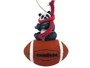 Football Panda on Football Hanging Ornament – Hand-Painted Stone Resin