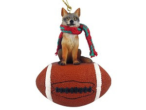 Gray Fox on Football Christmas Ornament – Hand-Painted Stone Resin