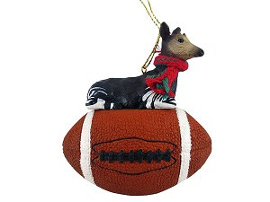 Okapi on Football Christmas Ornament – Hand-Painted Stone Resin
