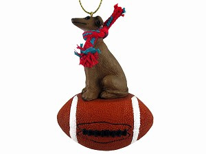 Italian Greyhound Dog on Football Christmas Ornament – Hand-Painted Stone Resin