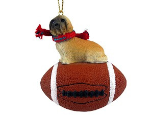 Brown with Sport Cut Lhasa Apso Dog on Football Christmas Ornament – Hand-Painted Stone Resin