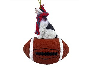Liver & White Springer Spaniel Dog on Football Christmas Ornament – Hand-Painted Stone Resin