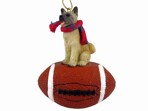 Fawn Akita Dog on Football Christmas Ornament – Hand-Painted Stone Resin