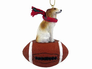 Borzoi Dog on Football Christmas Ornament – Hand-Painted Stone Resin